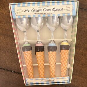 Williams Sonoma Set of 4 Ice Cream Cone With Chocolate Spoons NWT